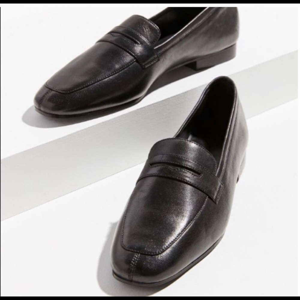 UO leather black loafers